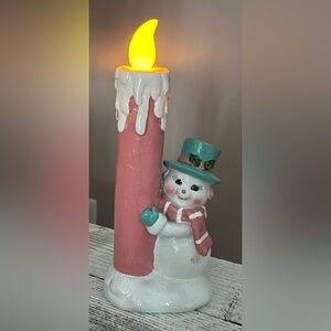 Festive Snowman Candle Holder with LED Light
